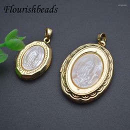 Charms Jewellery Making Supplies 18k Gold Plated Religious Oval Jesus Metal Copper For Locket Necklace 10pcs