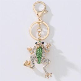 Keychains Unique Crown Frog Crystal Keyring Keychain Fashion Metal HandBag Pendant Purse Bag Buckle Key Chains Holder Accessories 1775