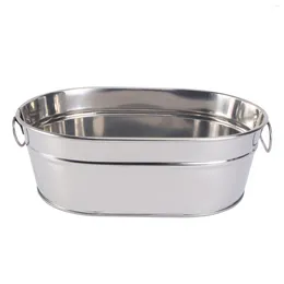 Dinnerware Sets Oval Basin Tub Galvanised Metal Mini Pail Buckets Bar Vases For Flowers Ice Drink Stainless Steel