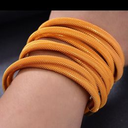 Bangle New 24K 4Pcs/lot Dubai Gold Color Bangles For Women Ethiopian Wedding Bangles Bracelet Jewelry