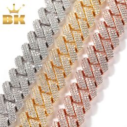 Necklaces THE BLING KING 20mm Big Heavy Cuban Chain Micro Paved 3 Rows Cubic Zirconia Prong Link Choker Necklace Hiphop Punk Jewelry