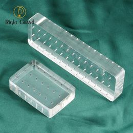 Boxes Clear Polished Acrylic Rectangle Jewelry Display Stand 14G 16G Piercings Showcase Display Holder 21/42 Holes Earrings Ear Stud
