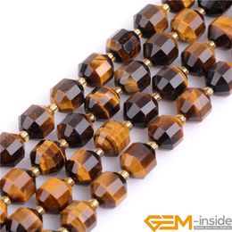 Crystal 10mm Bicone Hand Faceted Yellow Tiger Eye Natural Stone Beads For Jewellery Making 15" Strand Loose Crystal DIY Bracelet Necklace