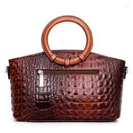 Duffel Bags Crocodile Leather Handbag Luxury Women Handbags Female Lady Shoulder Bag Designer Crossbody Tote Retro