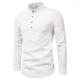 Men's Dress Shirts Spring Autumn Long Sleeve Men T Oversized Stand Collar Business Shirt Blouses Solid Color Casual Work Tops Camisas
