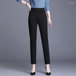 Women's Pants Korea Office Women's Summer Slim High Waisted 9-Point Haren With Black Button Patch Pocket Leggings Women S-4XL