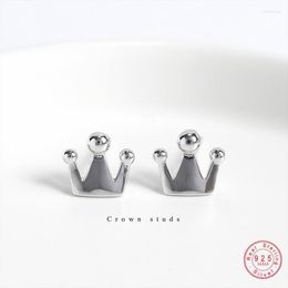 Stud Earrings 925 Sterling Silver Korean Version Mini Cute Crown Women Fashion Simple Wedding Party Jewellery Accessories