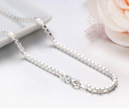 Necklaces 7 Sizes Available Real Pure 925 Sterling Silver Box Chain Necklace Women Men Jewellery Heavy kolye collares 35/40/45/50/55/60/80cm