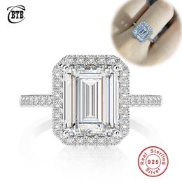 Rings New Design Sterling Sier Ring Created Moissanite Big Sier Rings Wedding Ring for Couple Square Diamond Jewellery