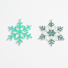 Necklaces Wholesale ! Newest 10pcs/lot Enamel /Rhinestone Blue Snowflake Pendants For Chunky Jewelry Making