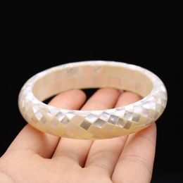 Bangle New Round Natural Shell Bracelet 13mm Mother of Pearl Abalone Shells Bangle for Women Luxury Quality Jewellery Accessories Gifts