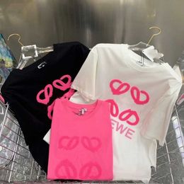 Womens Lowee camiseta moda toalha bordado letra gráfica tee grife camiseta mulher mulher preta branca tricolor camisetas de manga curta por atacado