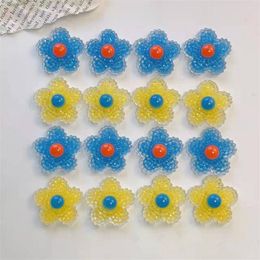 Crystal Summer style 50pcs/lot 22mm Colour print cartoon flowers shape resin cabochon beads diy Jewellery earring/hair accessory