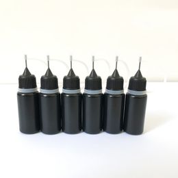 Black E Liquid Needle Bottle 10ml 30ml Oil Plastic PE Soft juice Dropper With Pinhole Metal Needle Filler Colourful Caps
