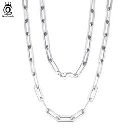 Display Orsa Jewels Genuine Sterling Sier Paperclip Neck Chain 6/9.3/12mm Basic Link Chain Necklace for Men Women Jewellery Sc39