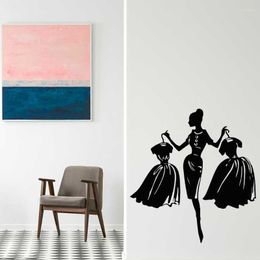 Wall Stickers Decal Girls Fashion Clothing Window Shop Livingroom Sticker Lady With Black Dress MuralsWall StickersWall