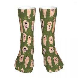 Men's Socks Golden Retrievers And Ferns On Moss Sock Men Women Polyester Stockings Customizable Hip Hop