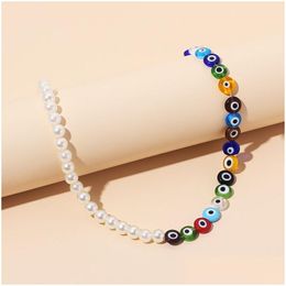 Pendant Necklaces Bohemian Small Beaded Pearl Eyes Choker For Women Fashion Colorf Short Bead Chokers Charm Necklace 2021 Handmade J Dh4Gn