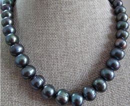 Necklaces 18"89mm natural tahitian black baroque pearl necklace