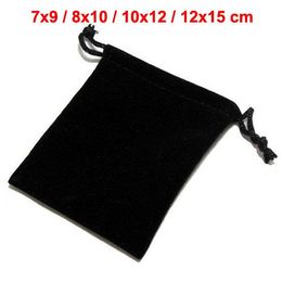 Display 100pcs/lot Drawstring Veet Bags for Jewellery Pouches 7x9 8x10 10x12 12x15cm Wedding Party Gift Packaging Bag Customize