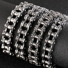 Bracelets Massive Real Stainless Steel Motorcycle Chain Bracelet Men Vintage 11/12/13MM Mens Friendship Bracelets Valentine's Day Gifts