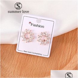 Stud Fl Cubic Zirconia Flower Earrings For Women Girls Bridal Fashion Evening Party Wedding Designer Jewelry Drop Delivery Dhzu0