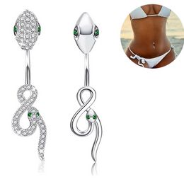 Navel Belly Button Rings Dangling Women Summer Snake Crystal White Colour Stainless Steel Piercing Body Jewlery 2023 New