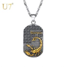 Necklaces U7 12 Constellations Necklace Birthday Gifts Stainless Steel Amulet Horoscope Pendant Zodiac Star Sign Jewelry P1224