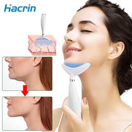 Face Care Devices Face Lifting Massager Neck Lift EMS Skin Tightening LED Pon Therapy Vibration Anti Wrinkle Reduce Double Chin Remover 230519