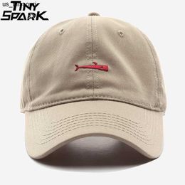 Ball Caps Men Hip Hop Cap Fish Embroidery Japanese Style Harajuku Baseball Caps Snapback Dad Caps Women Fitted Hat Beige White Khaki Grey J230520