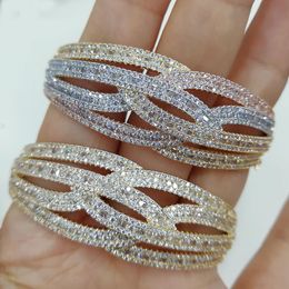 Bangle GODKI 2020 Luxury Cross Stackable African Bangle For Women Wedding Full Cubic Zircon Crystal CZ Dubai Bracelet Party Jewelry