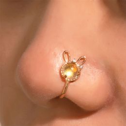 Nose Clips Rings Studs Hoops for Women Moon Rabbit Non-Piercing Body Jewlery U Shape Copper Gold Color Wholesale 2023 New