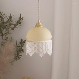 Pendant Lamps French Glass Tassel Retro Chandelier American Bedroom Bedside Window Balcony