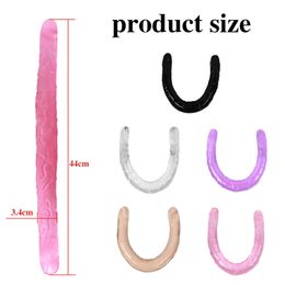 Vibrators 44cm Soft Jelly Dildo Double Long Realistic Dildos Cock Lesbian Vaginal Anal Plug Flexible Fake Penis for Women Sex Toys 1120