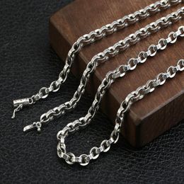 Necklaces BOCAI New Solid 5MM S925 Silver Vintage Sixcharacter Mantra Necklace for Man Thick Personality Chain Buddhist Jewelry