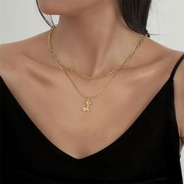 Pendant Necklaces WeSparking Cute Dog Necklace Gold Plated Stainless Steel Double Chains Items Coquette Fashion Jewellery