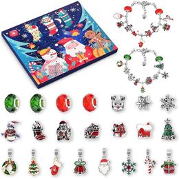 Bracelets Christmas Advent Calendar Jewelry DIY Charms Pendants Beads Bracelet Making Kit For Girls Kids Christmas Gift Box Happy New Year