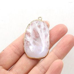 Pendant Necklaces Natural White Agate Stone Gem Mineral Crystal Handmade Crafts Making Charm Necklace Accessories For Women 27x42-26x45mm