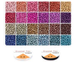 Crystal 4mm Glass Seed Beads Set For Needlework With Elastic String Pony Acrylic Beads For Jewelry Making DIY Bracelet Necklace Supplies