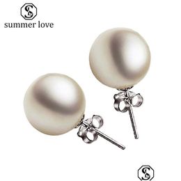 Dangle Chandelier Trendy Round Ball Shape 6Mm 8Mm 10Mm Pearl Stud Earring For Women Romantic Wedding Party Earrings Fashion Jewelr Dha7B