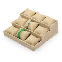 Boxes 2PCSWholesale! New Arrival Fashion Bracelet Display Jewelry Tray Linen Custom Jewellery Display Watch Tray Bangle Display Linen