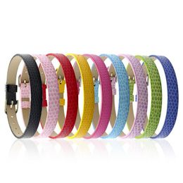 Other Bracelets 8Mm Wide Fashion Faux Leather For Women And Men Snakeskin Print Wrist Strap Watchband Couple Jewellery Drop Delivery Dhwkb