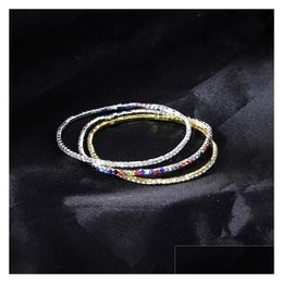 Tennis 2.0Mm Thin Crystal Bracelet For Women Single Row Stretch Girls Party Wedding Jewellery Gift Drop Delivery Bracelets Dhoh3
