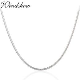 Necklaces 40cm90cm Real Solid Pure 925 Sterling Silver Round Snake Chain Necklace Women Girls Men Jewellery 16"36" Erkek Kolye Ketting