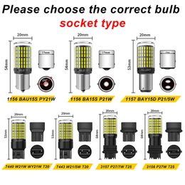 Car 2 Pcs Turn Signal Light 1156 Ba15s P21w Bau15s Py21w T20 7440 7443 W21w 3157 1157 P21/5w W21/5w Led Bulbs 144smd Led Canbus Lamp