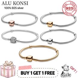 Bangle 2021 hot sale luxury 100% 925 Sterling Silver pan Bracelet open Charm Bangle Fit Original Charms For Women DIY Jewellery