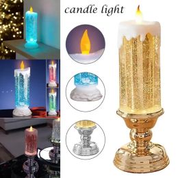 LED Water Candle Decorations Color Changing Electronic Rechargeable Waterproof LED with Glitter Candles Usb Charging Home Decorations