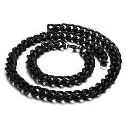 Earrings Necklace Mens Gifts Black 1M Wide 24 9 Stainless Steel Jewelry Set Smooth Cuban Curb Chain Braceletearrings Drop D Dhgarden Dh5Th