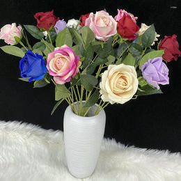 Decorative Flowers 2 Branch Artificial Rose Long Bouquet For DIY Home Party Decor Wedding Wreath Supplies Silk Blossom