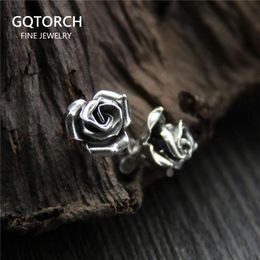 Stud Elegant Real 925 Sterling Silver Handmade Rose Earrings Flowers Earring Studs For Women Artistic Vintage Style Nickel Free